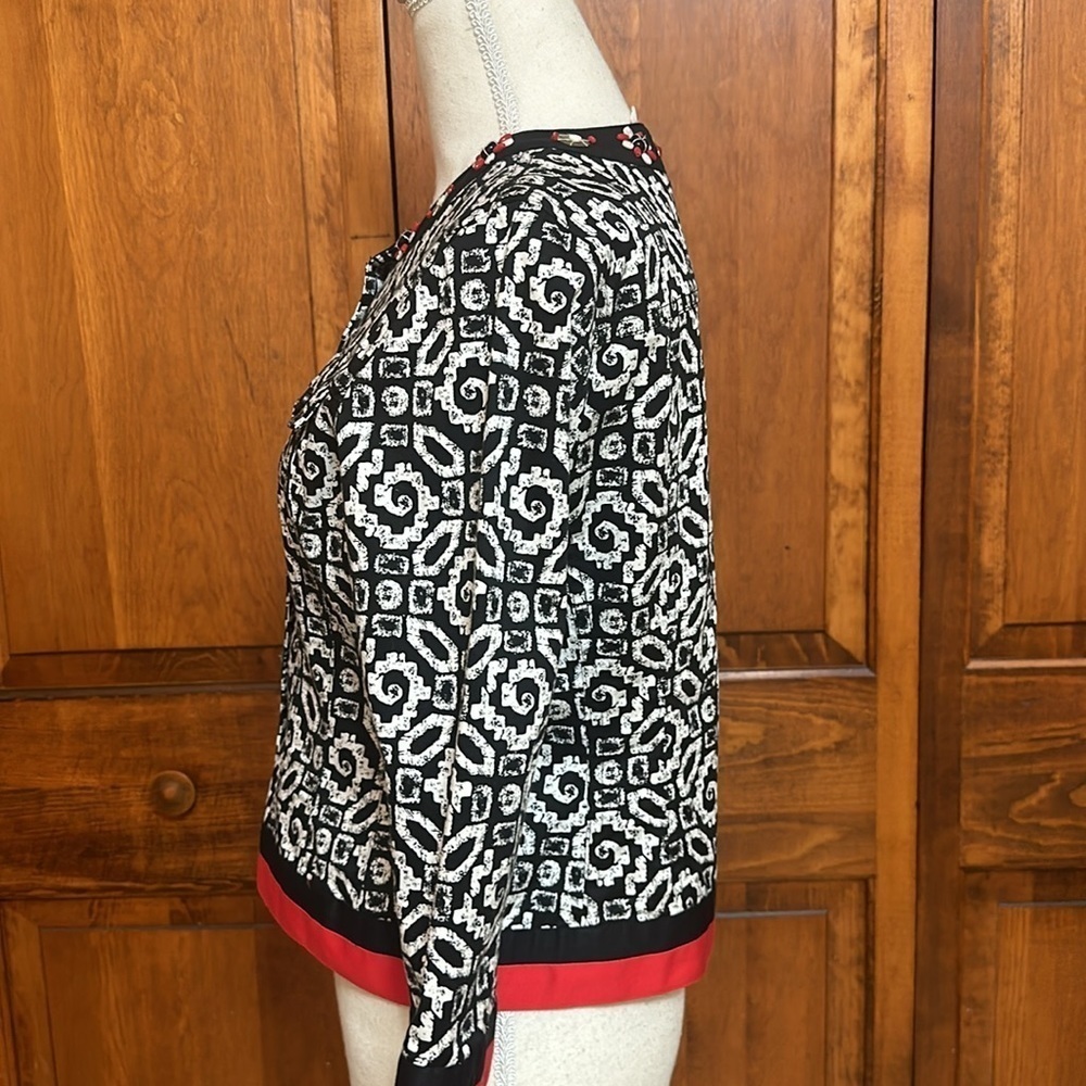 Ruby Rd. Cropped Geometric Design Button-Down 3/4… - image 2